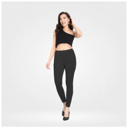 Women's Cotton Blended Solid Ankle legging (Black)