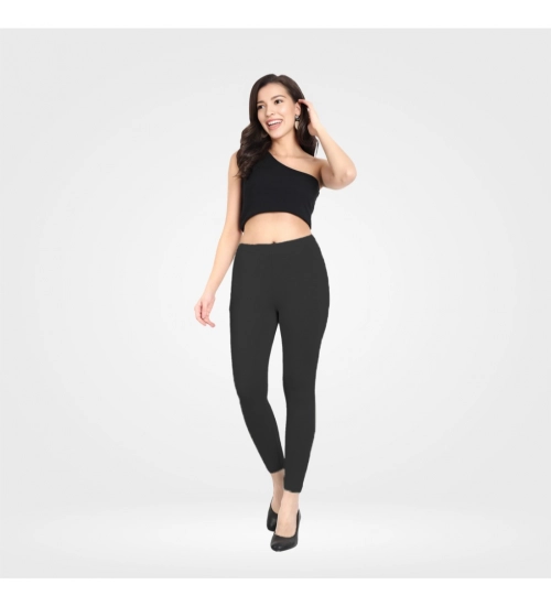 Women's Cotton Blended Solid Ankle legging (Black)
