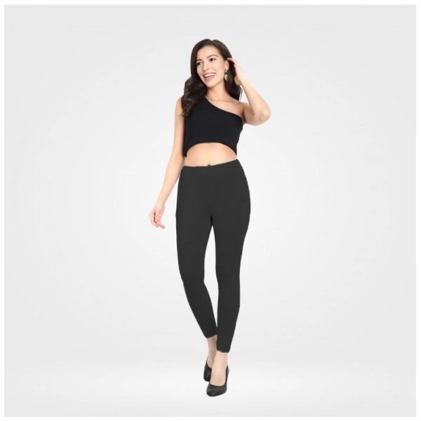 Dropship Women's Cotton Blended Solid Ankle legging (Black)