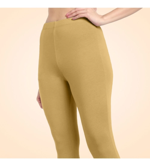 Women's Cotton Blended Solid Ankle legging (Beige)