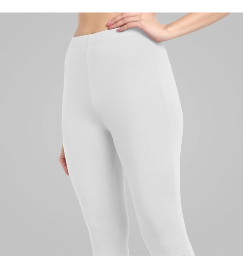 Women's Cotton Blended Solid Ankle legging (White)