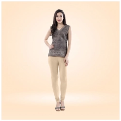 Women's Cotton Blended Solid Churidar leggings (Skin)