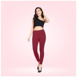 Women's Cotton Blended Solid Ankle legging (Red Maroon)