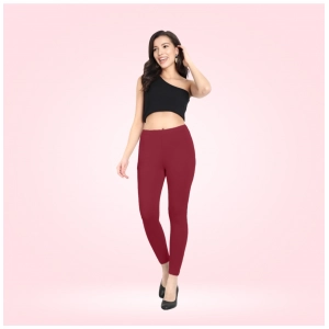 Generic Women's Cotton Blended Solid Ankle legging (Red Maroon)