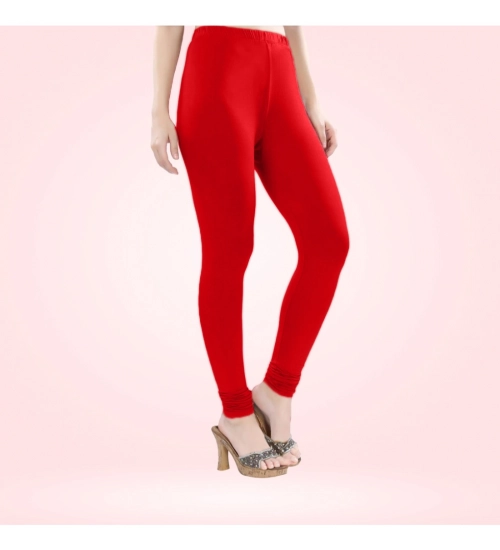 Women's Cotton Blended Solid Churidar leggings (Red)
