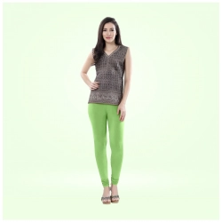 Women's Cotton Blended Solid Churidar leggings (Pista Green)