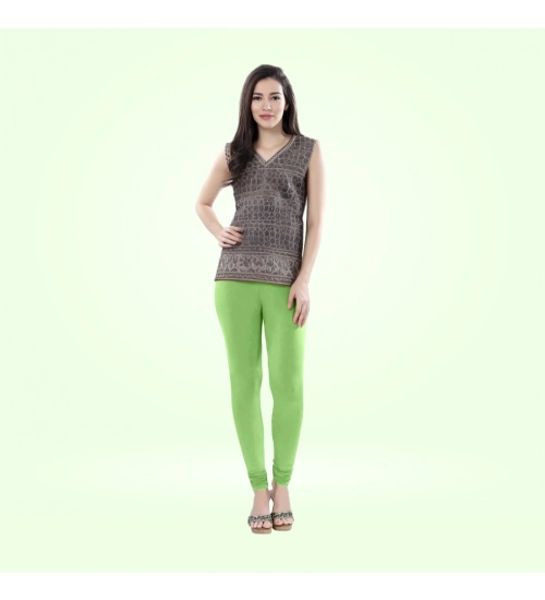 Women's Cotton Blended Solid Churidar leggings (Pista Green)