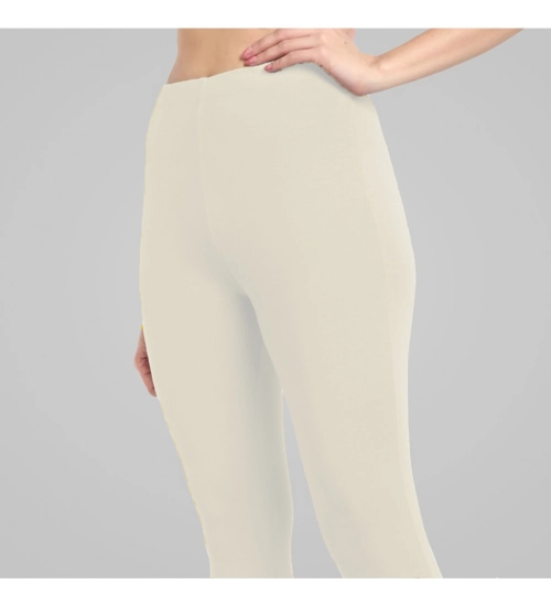 Women's Cotton Blended Solid Ankle legging (Off White)