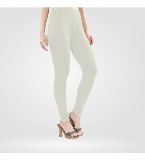 Women's Cotton Blended Solid Churidar leggings (White)