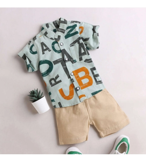 Boy's Cotton Blend Printed Short Sleeve Shirt and Shorts Set (MultiColor)