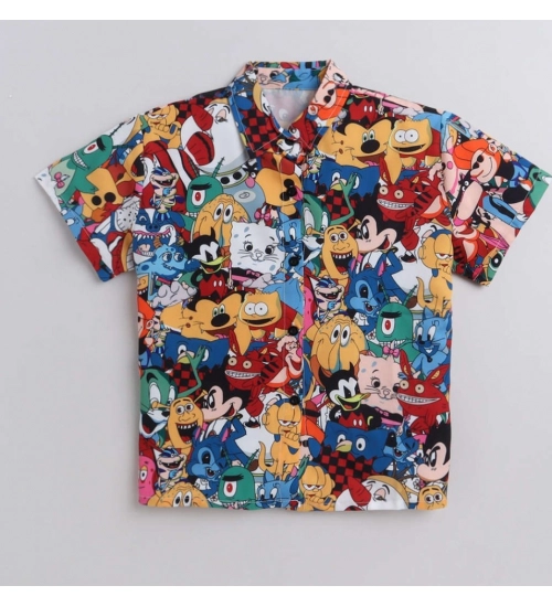 Boy's Lycra Blend Printed Short Sleeve Shirt and Shorts Set (MultiColor)