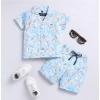 Dropship Boy's Lycra Blend Printed Short Sleeve Shirt and Shorts Set (MultiColor)