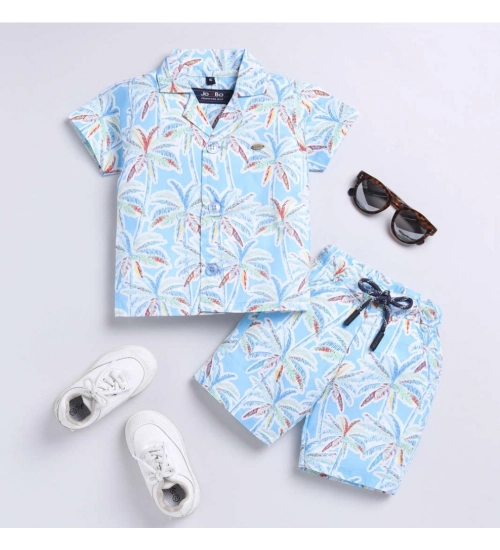 Boy's Lycra Blend Printed Short Sleeve Shirt and Shorts Set (MultiColor)