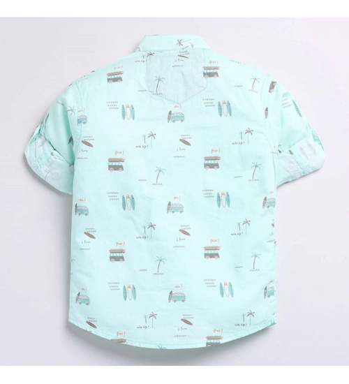 Boy's Cotton Blend Printed Short Sleeve Shirt (MultiColor)