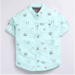 Boy's Cotton Blend Printed Short Sleeve Shirt (MultiColor)