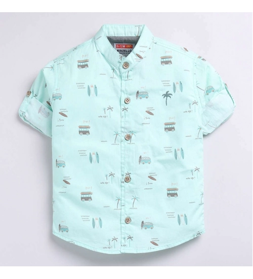 Boy's Cotton Blend Printed Short Sleeve Shirt (MultiColor)