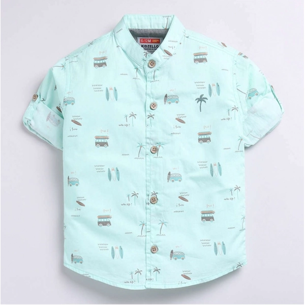 Dropship Boy's Cotton Blend Printed Short Sleeve Shirt (MultiColor)