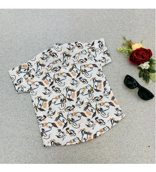 Boy's Cotton Blend Printed Short Sleeve Shirt (MultiColor)