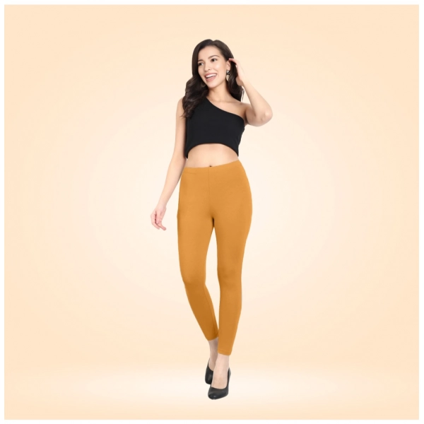 Dropship Women's Cotton Blended Solid Ankle legging (Mustard Yellow)