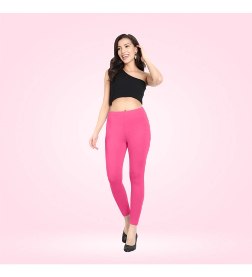 Women's Cotton Blended Solid Ankle legging (Dark Pink)