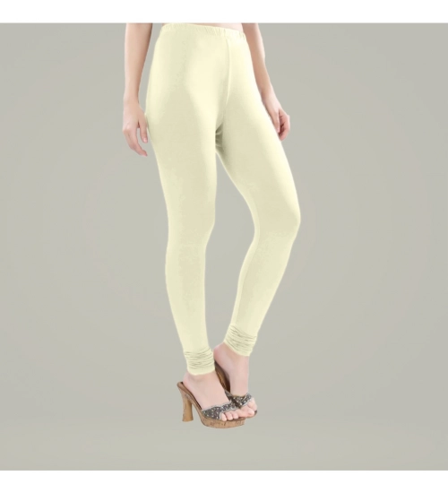 Women's Cotton Blended Solid Churidar leggings (Cream)