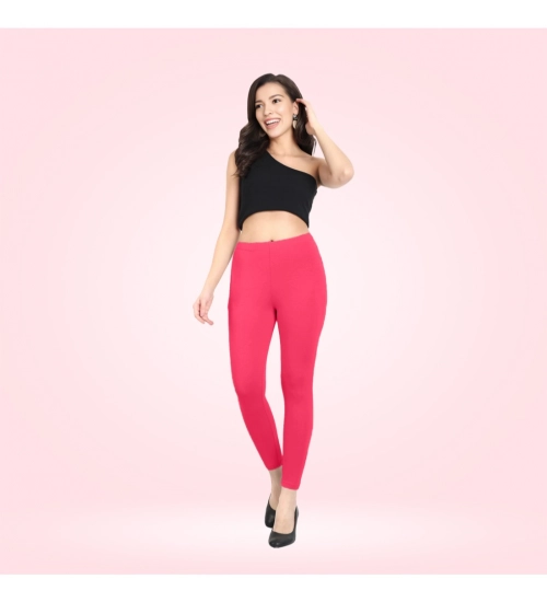 Women's Cotton Blended Solid Ankle legging (Pink)