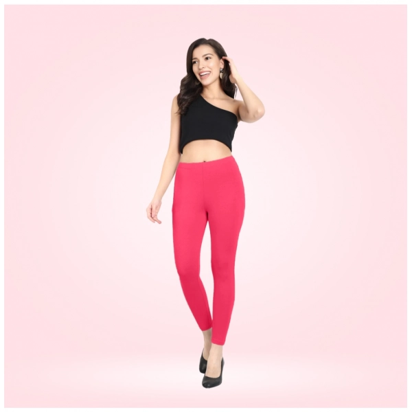 Dropship Women's Cotton Blended Solid Ankle legging (Pink)