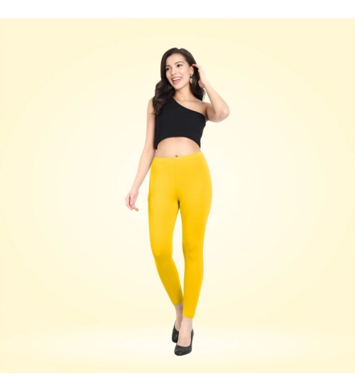 Women's Cotton Blended Solid Ankle legging (Yellow)