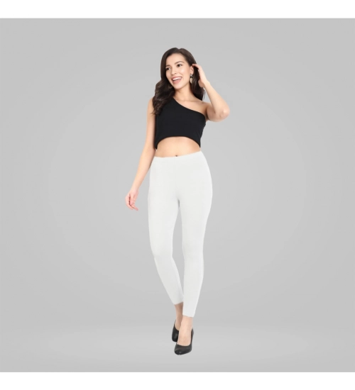 Women's Cotton Blended Solid Ankle legging (White)