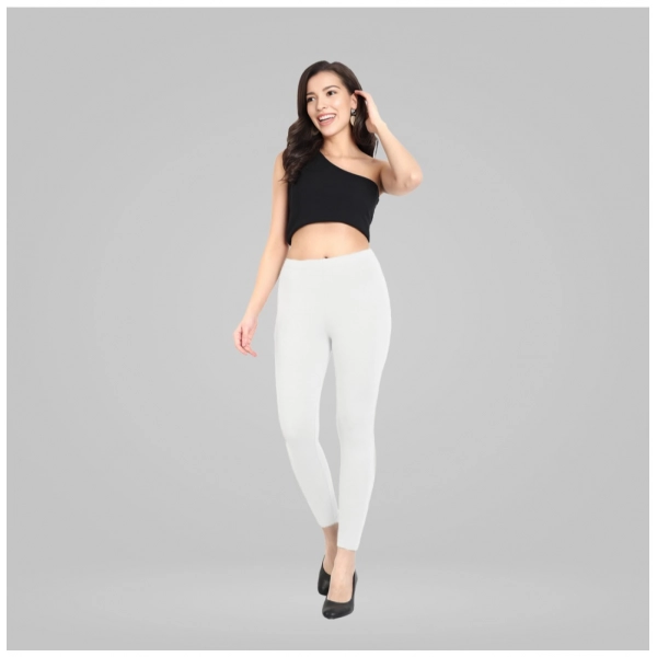 Dropship Women's Cotton Blended Solid Ankle legging (White)