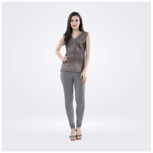Generic Women's Cotton Blended Solid Churidar leggings (Silver Gray)