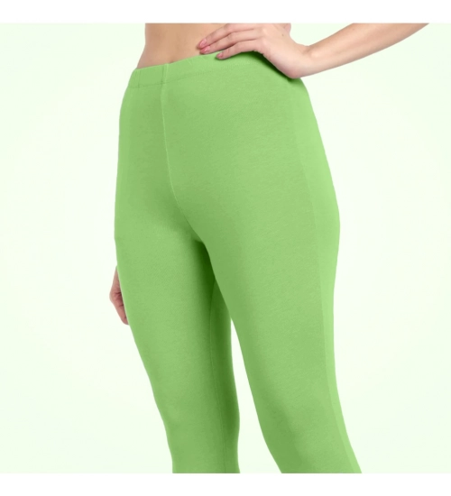 Women's Cotton Blended Solid Ankle legging (Pista Green)