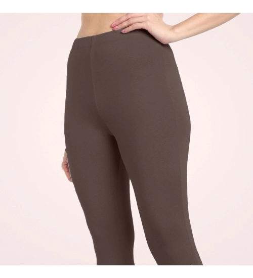 Women's Cotton Blended Solid Ankle legging (Brown)