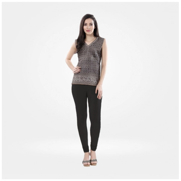 Dropship Women's Cotton Blended Solid Churidar leggings (Black)