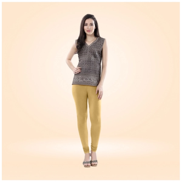 Dropship Women's Cotton Blended Solid Churidar leggings (Beige)