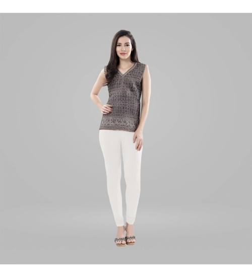 Women's Cotton Blended Solid Churidar leggings (White)