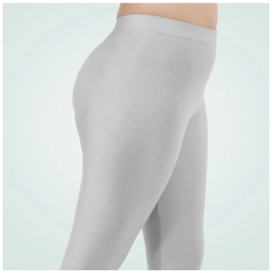 Generic Women's Cotton Blended Solid Shimmer Ankle leggings (Silver)