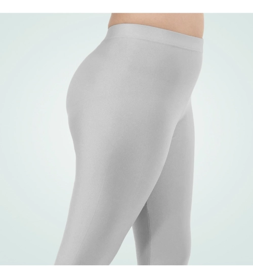 Women's Cotton Blended Solid Shimmer Ankle leggings (Silver)