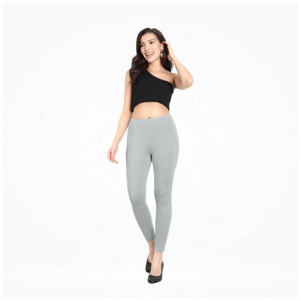Dropship Women's Cotton Blended Solid Ankle legging (Silver Gray)