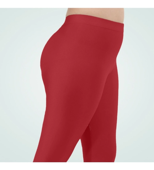 Women's Cotton Blended Solid Shimmer Ankle leggings (Red Maroon)