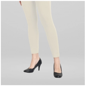 Generic Women's Cotton Blended Solid Ankle legging (Off White)