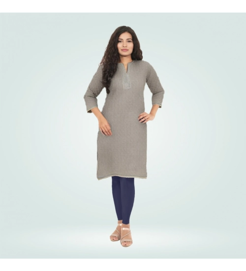 Women's Cotton Blended Solid Shimmer Ankle leggings (Navy Blue)