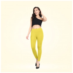 Women's Cotton Blended Solid Ankle legging (Lemon Yellow)