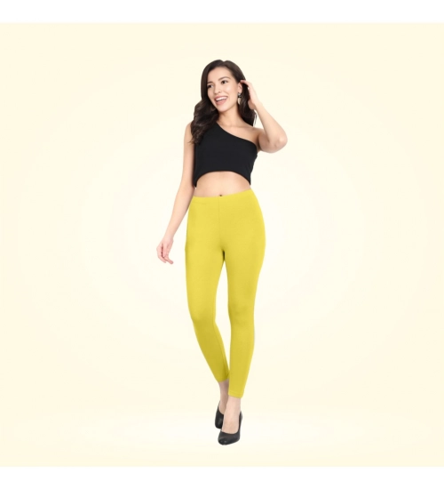 Women's Cotton Blended Solid Ankle legging (Lemon Yellow)