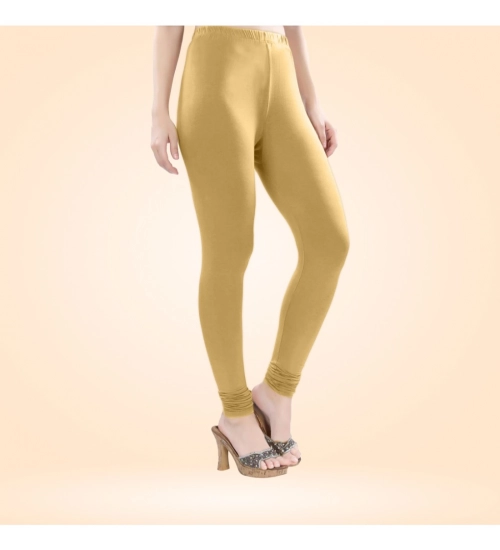 Women's Cotton Blended Solid Churidar leggings (Beige)