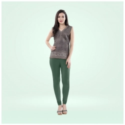 Women's Cotton Blended Solid Churidar leggings (Bottle Green)
