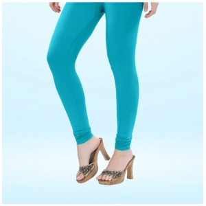 Generic Women's Cotton Blended Solid Churidar leggings (Turquoise Blue)