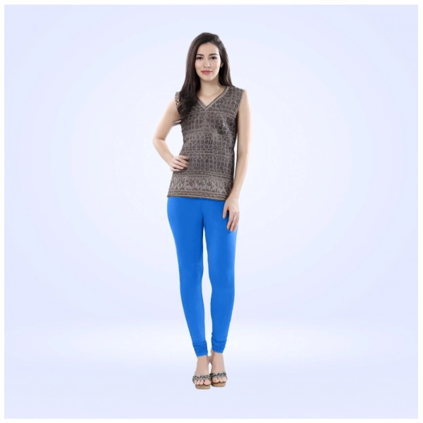 Dropship Women's Cotton Blended Solid Churidar leggings (Blue)
