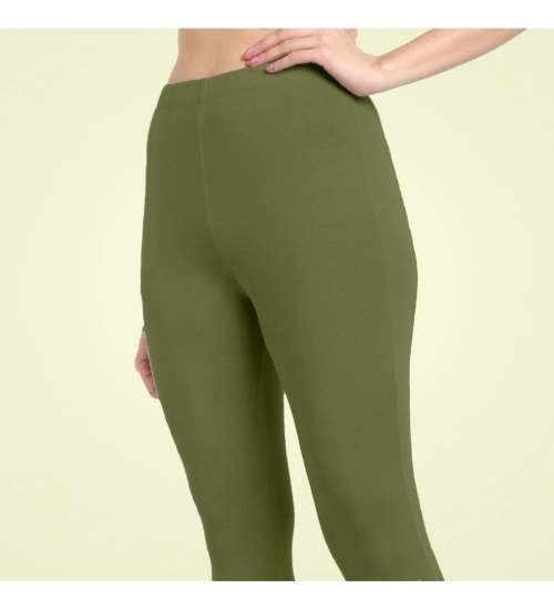Women's Cotton Blended Solid Ankle legging (Olive Green)