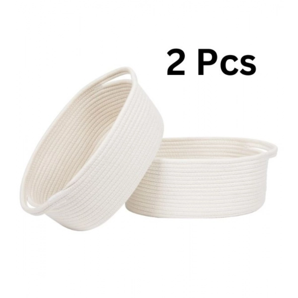 Dropship Cotton Pcs Oval Basket  Storage Basket For Clothes (White)